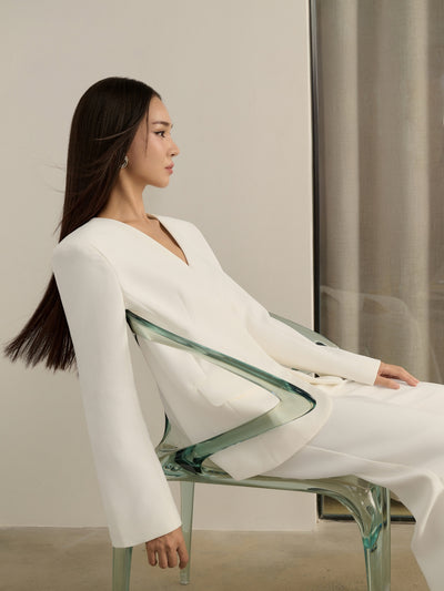 Alodia Mesh Off Shoulder Tailored Top in Iconic White