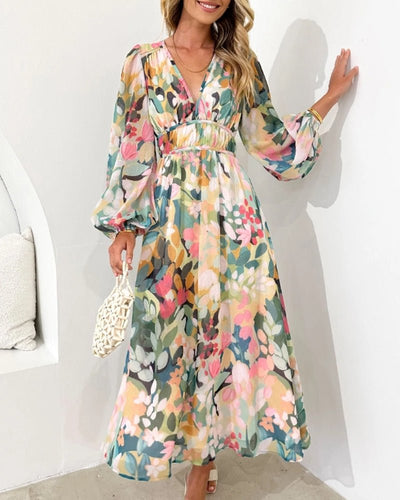 Carolina | Elegant Floral V-Neck Dress
